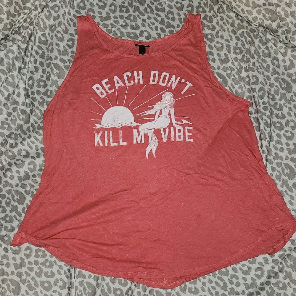 Torrid Bright Coral Pink Sleeveless Graphic Tank Top Size 2
